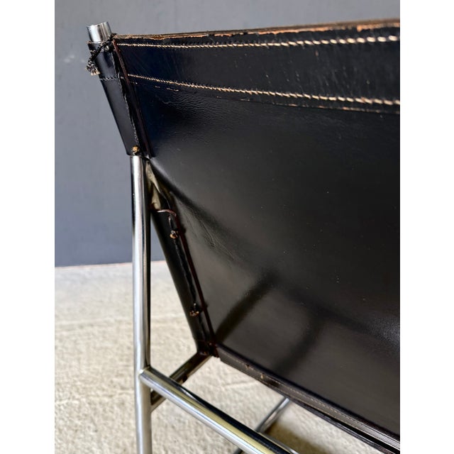 Mid-Century Modern Minimalist Leather Lounge Chair, France, 1970s For Sale - Image 12 of 18