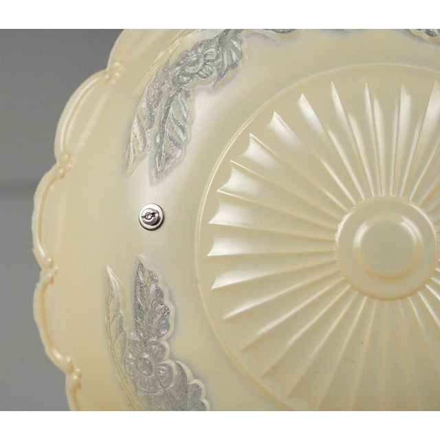 Mid 20th Century Traditional Floral Cast Glass Semi Flush Mount Light For Sale - Image 4 of 9