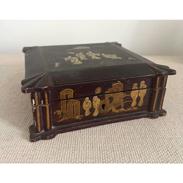 Antique 19th Century Chinese Wood Hand Carved Box For Sale - Image 11 of 12