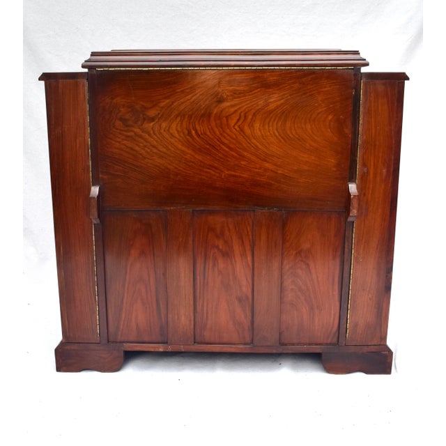 Oxblood Red Mid 20th Century Anglo Indian Dry Bar Cabinet Rosewood & Brass For Sale - Image 8 of 13