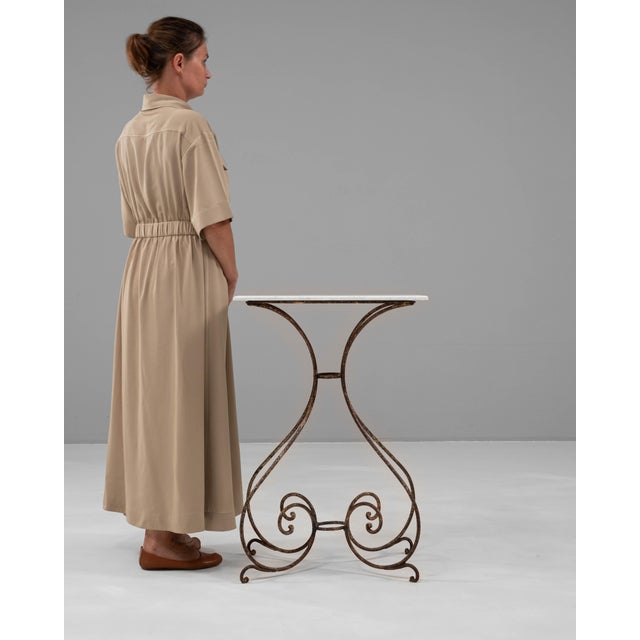 French 1900s French Metal Table With Marble Top For Sale - Image 3 of 10