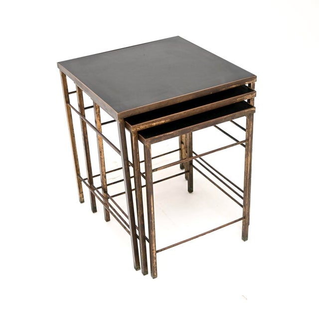 1960s Vintage Brass Nesting Tables, 1960, Set of 3 For Sale - Image 5 of 11