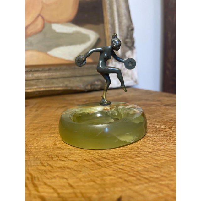1970s Vintage Art Deco Dancing Disc Bowl Lady Sculpture For Sale In Seattle - Image 6 of 7
