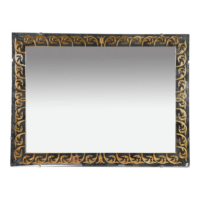 Vintage Hollywood Regency Style Eglomisé Wall Mirror For Sale
