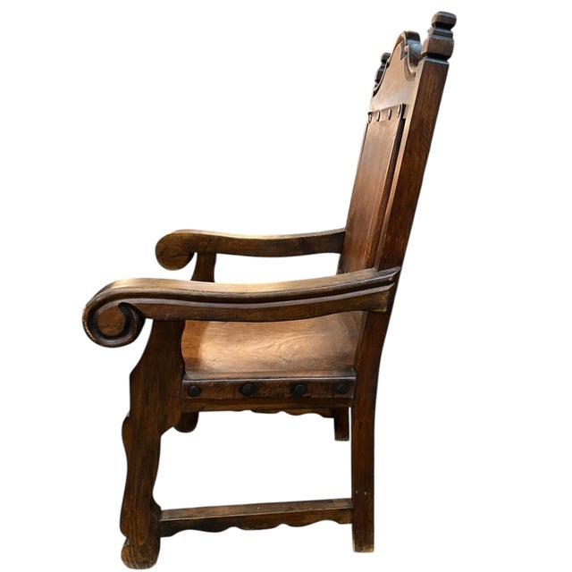 1950s Set of 6 Spanish Renaissance Revival Dining Chairs, Two Arm Chairs, Four Side Chairs For Sale - Image 9 of 15