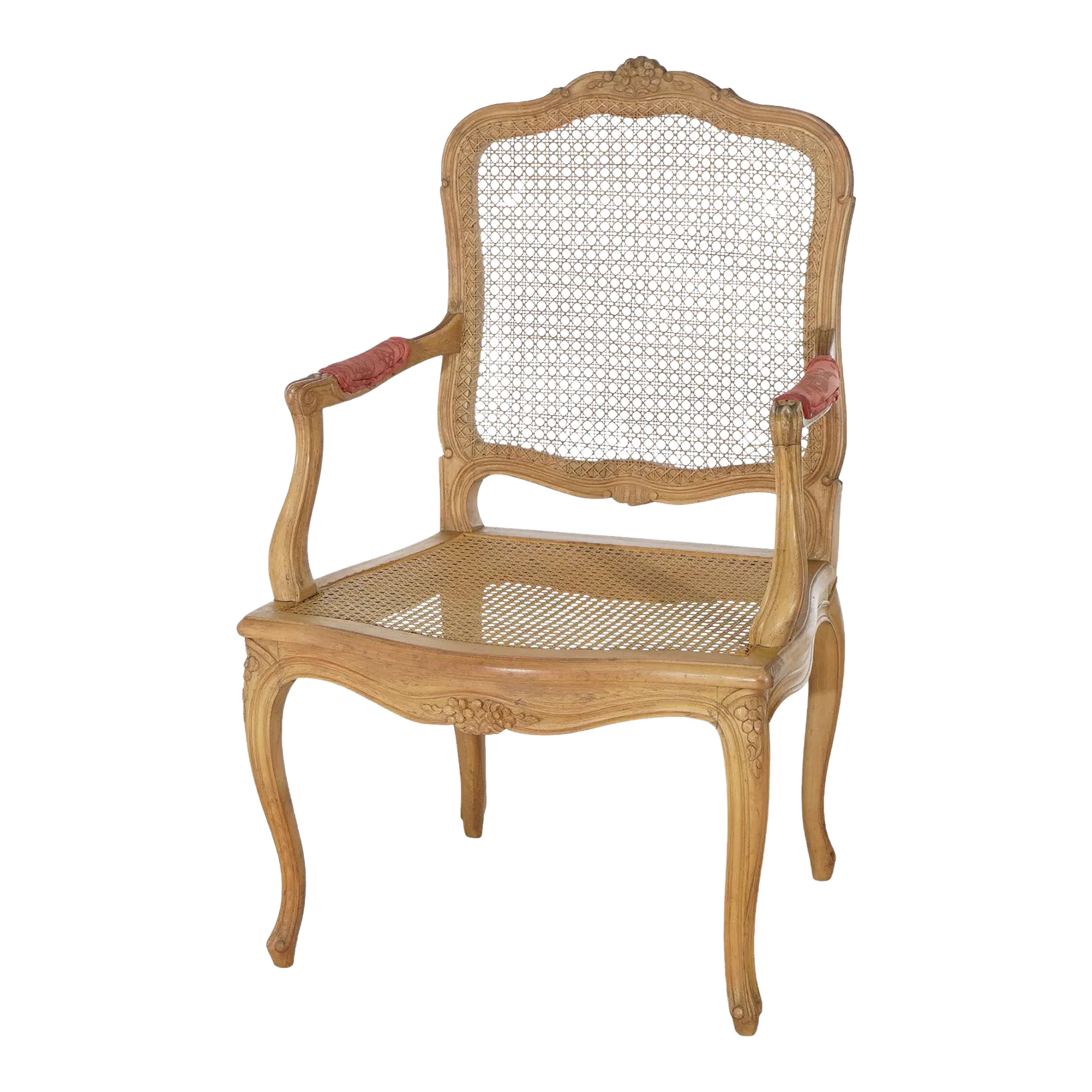 Antique French Louis XV Fruitwood & Cane Arm Chair 1900 | Chairish