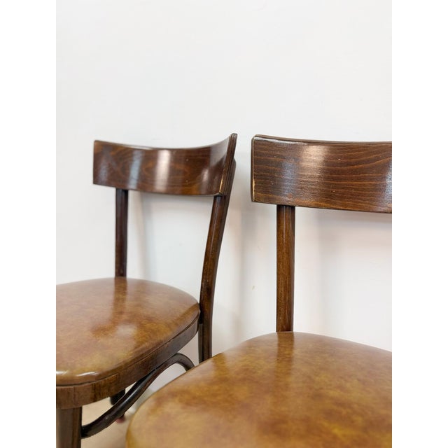 Mid 20th Century Pair of Vintage Walnut Bentwood Chairs, Curved Wood Accent Seating For Sale - Image 5 of 14