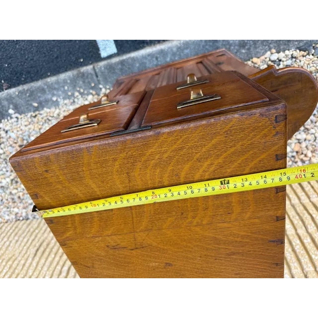Antique Art & Craft Style Oak Small Filing Cabinet For Sale - Image 14 of 17