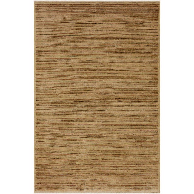 Boho Chic Gabbeh Beige/Rust Wool Rug - 4'2'' X 5'9' For Sale - Image 10 of 10