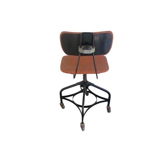 Toledo Metal Furniture Co. Rare 1970s Adjustable Drafting Task Chair by Toledo Metal Furniture Co., With Covered Seat and Back For Sale - Image 4 of 9