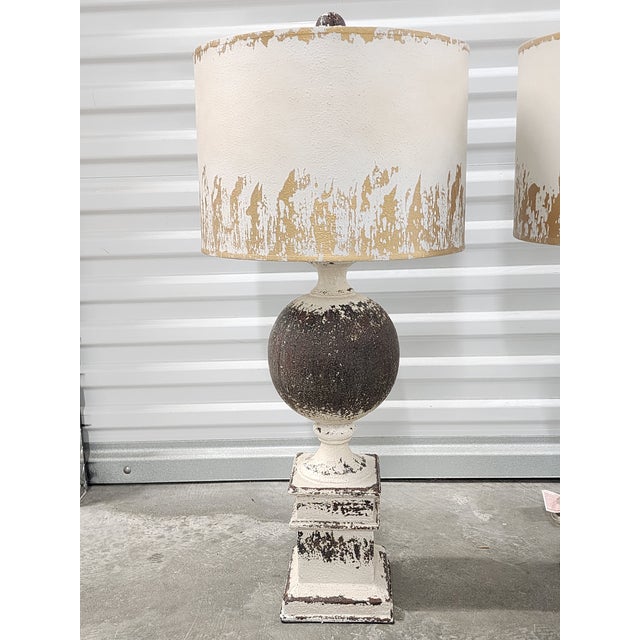 Cream Farmhouse Style Baluster Form Lamps- A Pair For Sale - Image 8 of 12