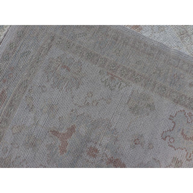 Turkish Oushak Runner in Pale Ivory With Faded Green 3'2 X 13'2 For Sale - Image 12 of 12