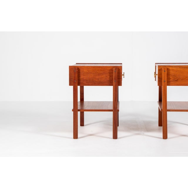 Vintage Danish Teak Veneer Bedside Tables, 1960s, Set of 2 For Sale - Image 4 of 12
