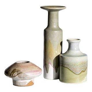 Organic Drip Glaze Ceramic Vases by Barbara Stehr, Germany, 1980s, Set of 3 For Sale