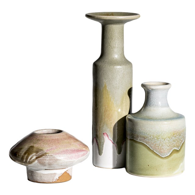 Organic Drip Glaze Ceramic Vases by Barbara Stehr, Germany, 1980s, Set of 3 For Sale