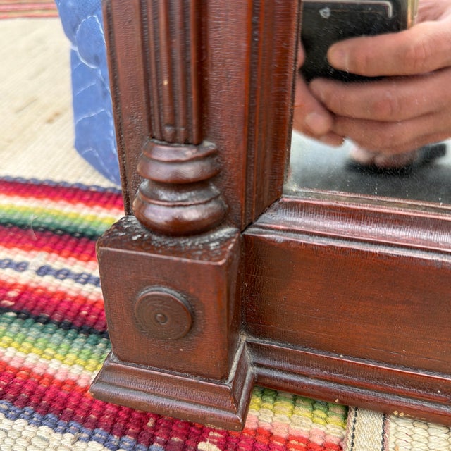 Antique Pennsylvania Country Federal Two-Part Hall Mirror With Reverse Painted Églomisé Panel, Circa 1820s For Sale - Image 10 of 12