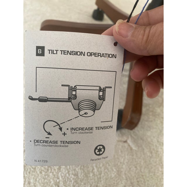 Wood Executive Kimball International Executive Black Leather Office Desk Chair Vintage Excellent Condition For Sale - Image 7 of 10