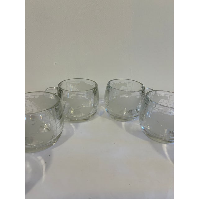 1970s Etched World Map Glass Mugs, Set of 6 For Sale In Oklahoma City - Image 6 of 11