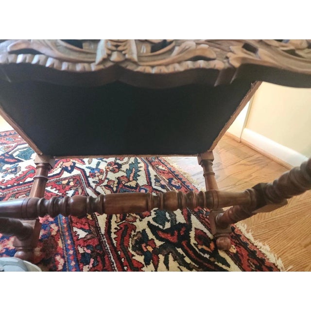 Antique Louis XIII Style Brown Walnut Tiger and Elephant Tapestry Armchairs - A Pair For Sale - Image 13 of 16