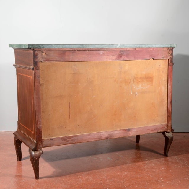 Threaded Chest of Drawers Inlaid with Green Marble Top & Napoleon III Style Wavy Front For Sale - Image 18 of 18