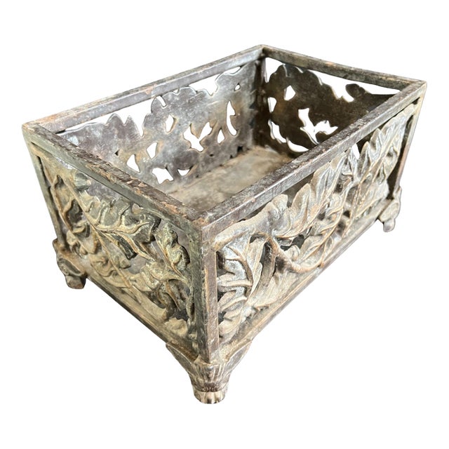 Cast Iron Rectangular Planter on Feet For Sale