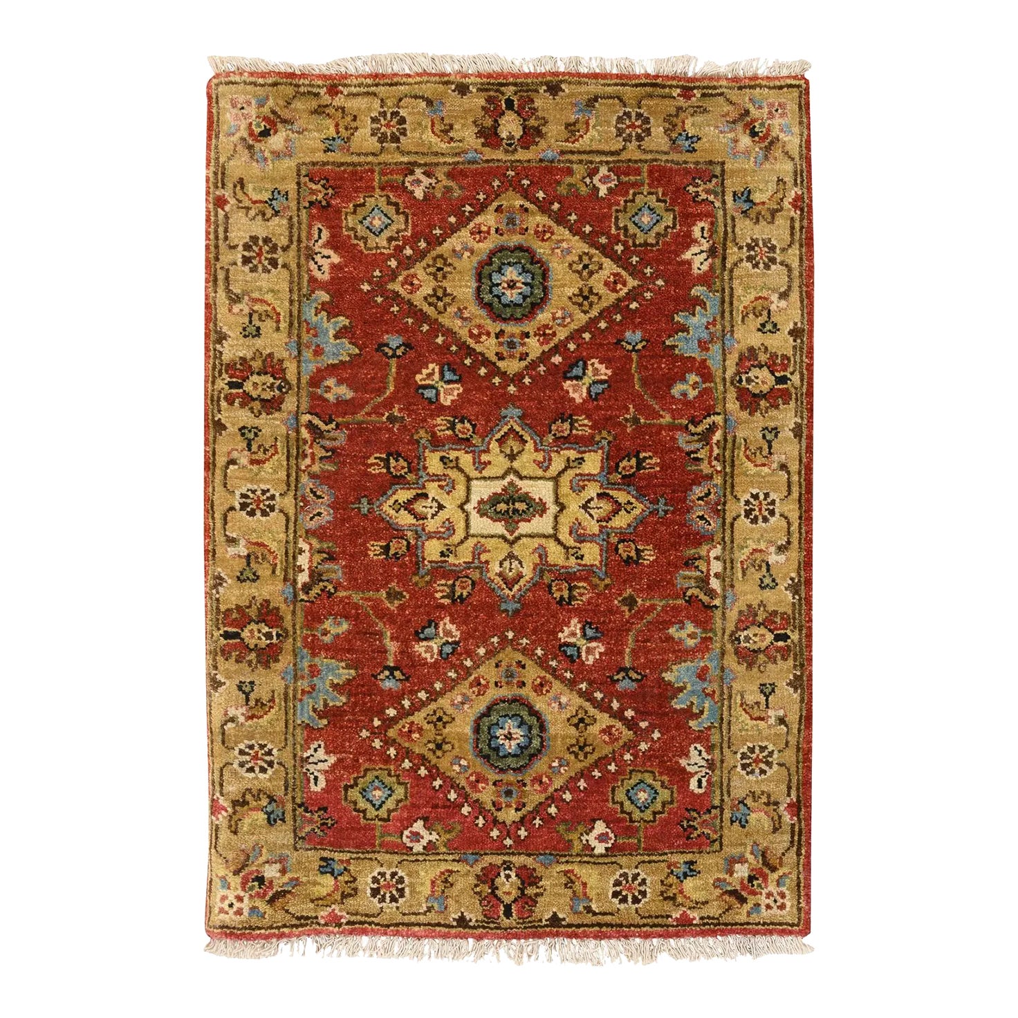2010s Red-Gold, Karajeh Design, With Geometric Medallions Design, Hand ...