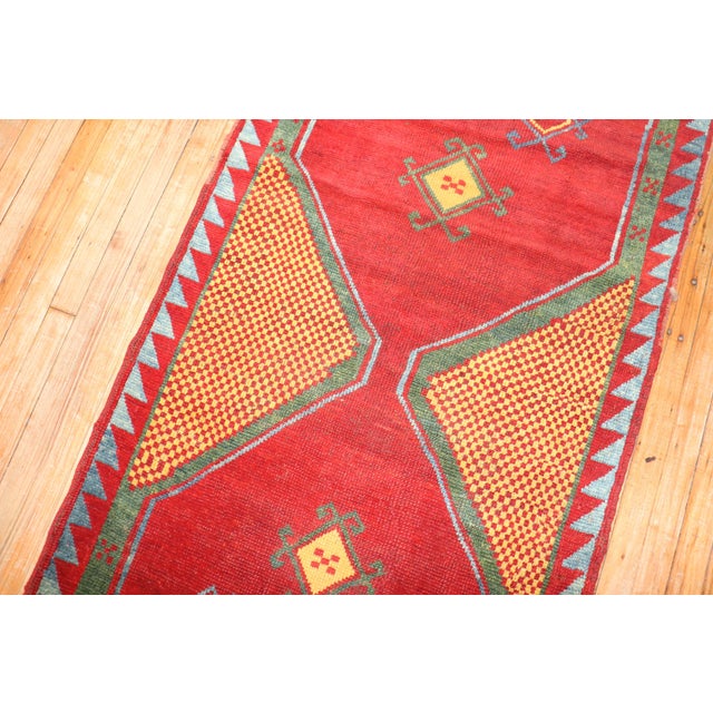Contemporary Early 20th Century Turkish Anatolian Runner - 3' x 10'11" For Sale - Image 3 of 18
