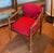 Gunlocke Mid-Century Lounge Chair in Walnut and Red Upholstery For Sale - Image 4 of 7