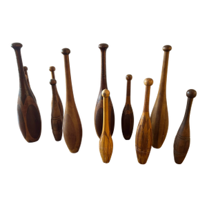 Collection of 19th Century Wooden Exercise Clubs -Set of 12