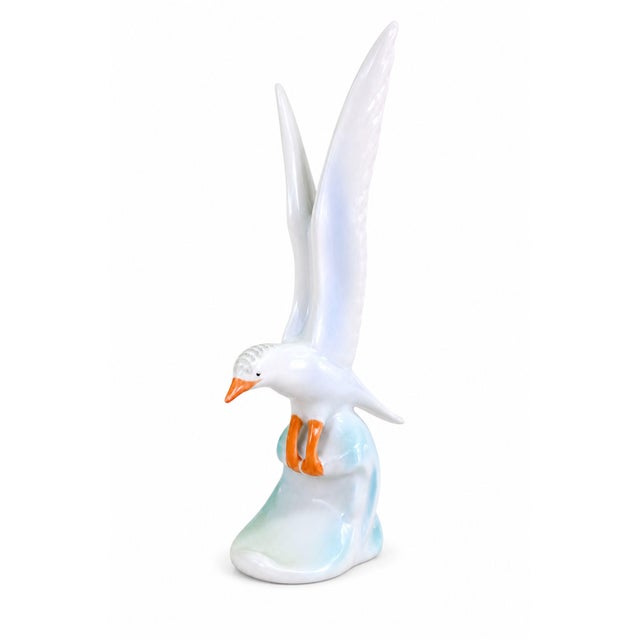 Vintage Porcelain Seagull Bird from Hollohaza, 1970s For Sale - Image 4 of 7