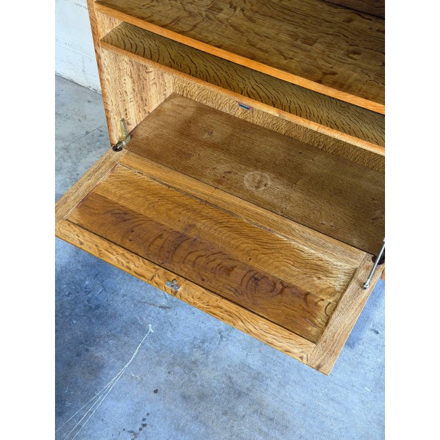 Oak Bookcase With Open Shelves and Drop-Down Door Danish Mid-Century Modern 1960s For Sale - Image 9 of 10