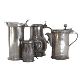 Antique English Pewter Tankards, 1900s, Set of 4 For Sale