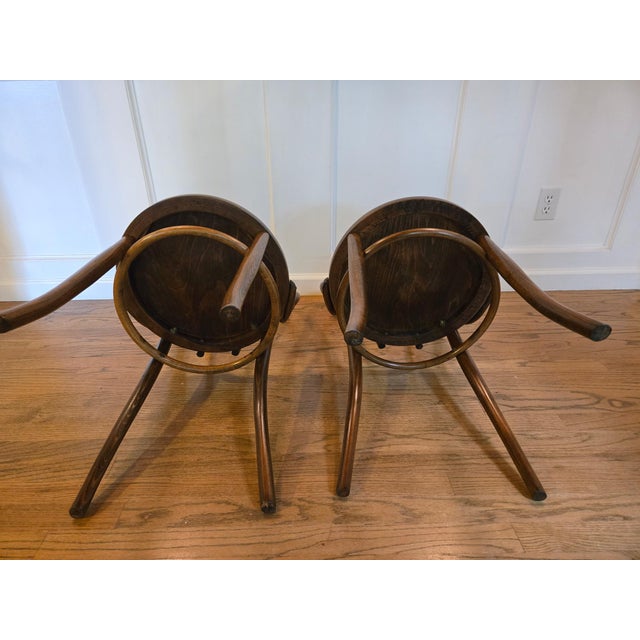 Antique Art Nouveau Bentwood Chairs With Embossed Seats, Pair For Sale In New York - Image 6 of 6