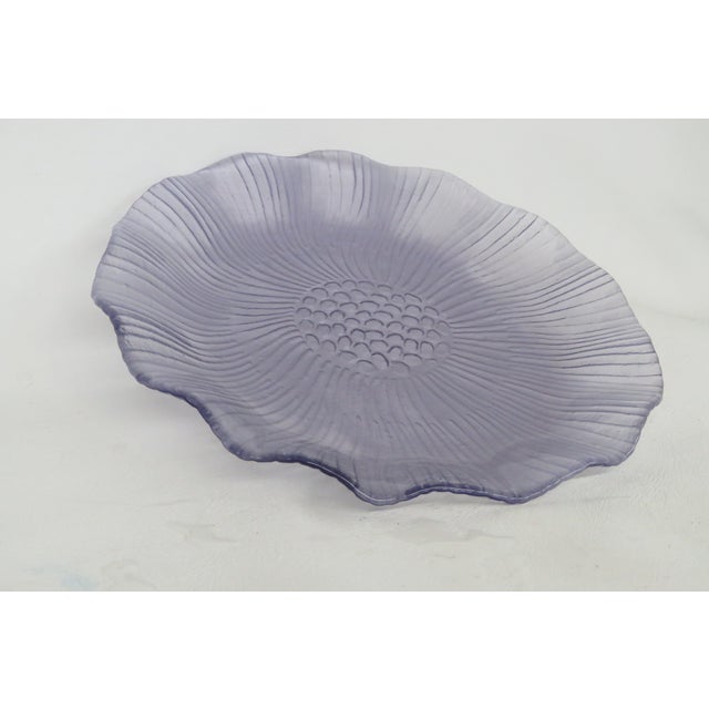 Lavender Vintage Mikasa Frosted Glass Plate 1980s Ruffled Lotus Lavender Dinnerware 4748b For Sale - Image 8 of 11