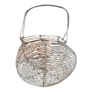 Early 1900s Small French Wire Egg Basket For Sale