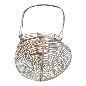 Early 1900s Small French Wire Egg Basket