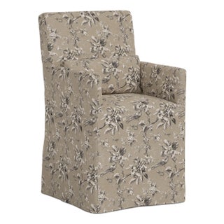 Slipcover for Stoffer Home x Cloth & Company for Lindy Dining Armchair in Bird Toile Sand For Sale