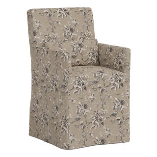 Stoffer Home x Cloth & Company Slipcover for Lindy Dining Armchair in Bird Toile Sand For Sale