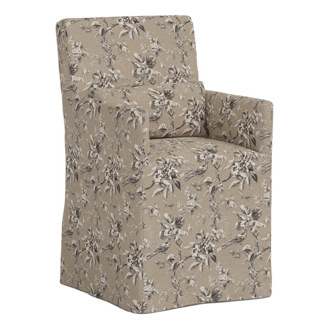 Stoffer Home x Cloth & Company Slipcover for Lindy Dining Armchair in Bird Toile Sand For Sale