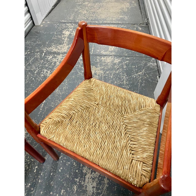 Brick Red Pair Vico Magistretti Carimate Chairs (Attributed to Cassina Production) For Sale - Image 8 of 12