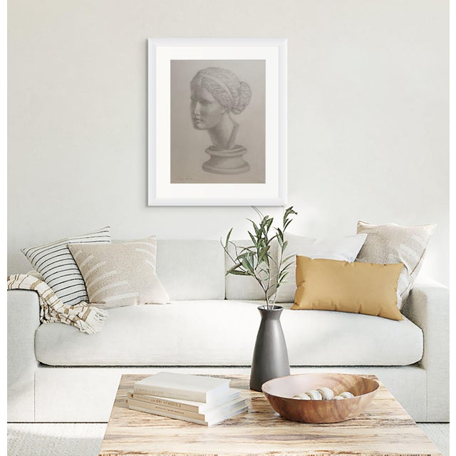 “Venus De Milo” Original Classic Head Drawing Pencil on Paper by Anna Novick For Sale - Image 4 of 8