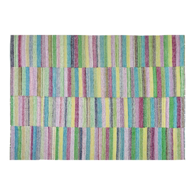 Vintage Turkish Modern Hand Made Organic Wool Natural Color Kilim,6'5"x9'1" For Sale