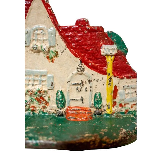 Early 20th Century Sloped Roof Cottage Painted Cast Iron Doorstop For Sale - Image 6 of 8