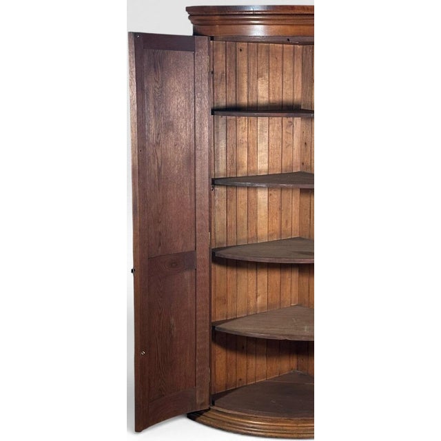 Brown Antique Nineteenth Century American Country Pine Curved Bow Front Corner Cupboard Cabinet For Sale - Image 8 of 14