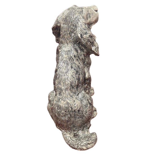 Late 20th Century Vintage Gucci Made in Italy Silver-Tone Spaniel Dog Sculpture For Sale - Image 5 of 7