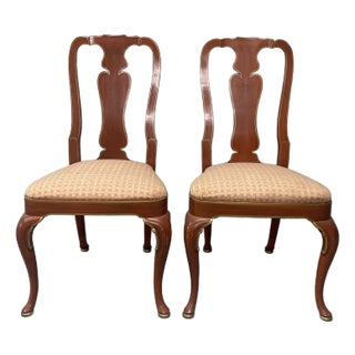 Pair of 1980s Queen Anne Style Chairs For Sale