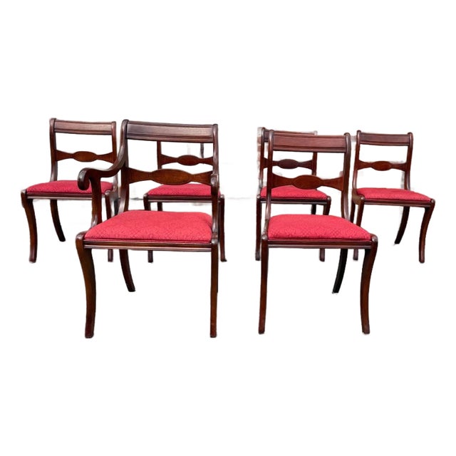 Mid 20th Century Set of 6 Federal Ducan Phyfe Style Dining Chairs For Sale