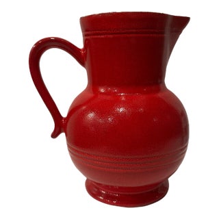 Vintage Modern Émile Henry France Red Glazed Ceramic Pitcher For Sale