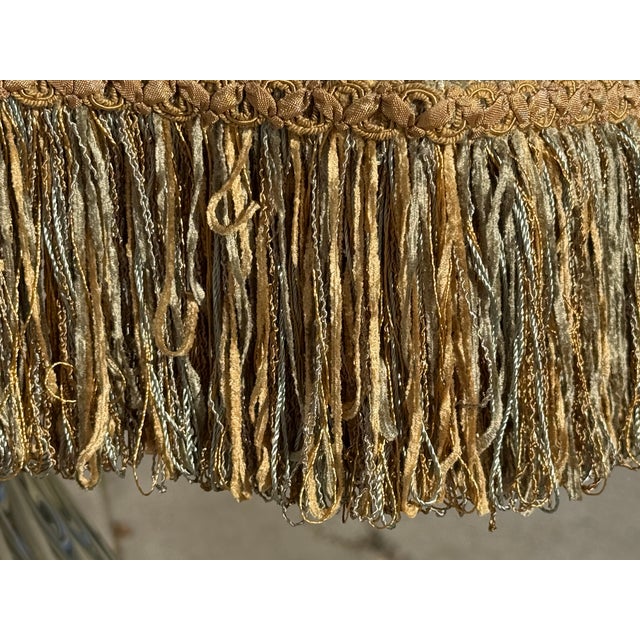 1940s Monumental Murano Glass Lamp With Custom Silk Velvet Fringe Trim Shade For Sale - Image 10 of 17