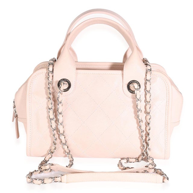 Chanel Pink Quilted Caviar Small Deauville Bowling Handbag For Sale - Image 4 of 8
